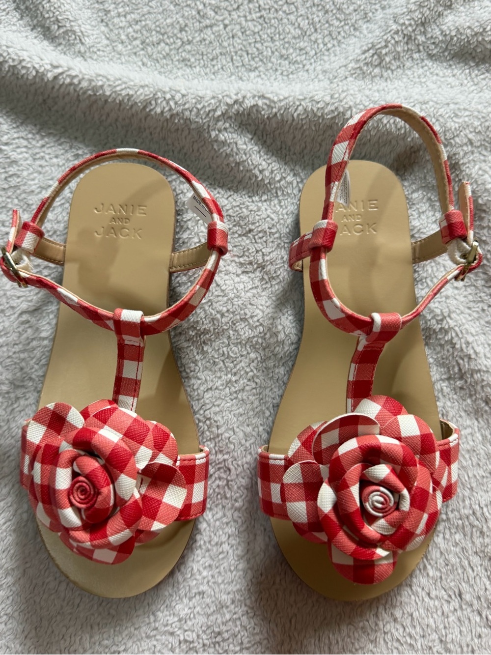 Janie and Jack | Red Gingham Rosette Sandals | Size 12 - Picture 11 of 11